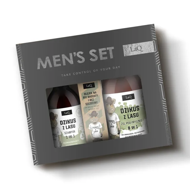 LaQ Dzikus z Lasu coffret barbe gel shampoing huile