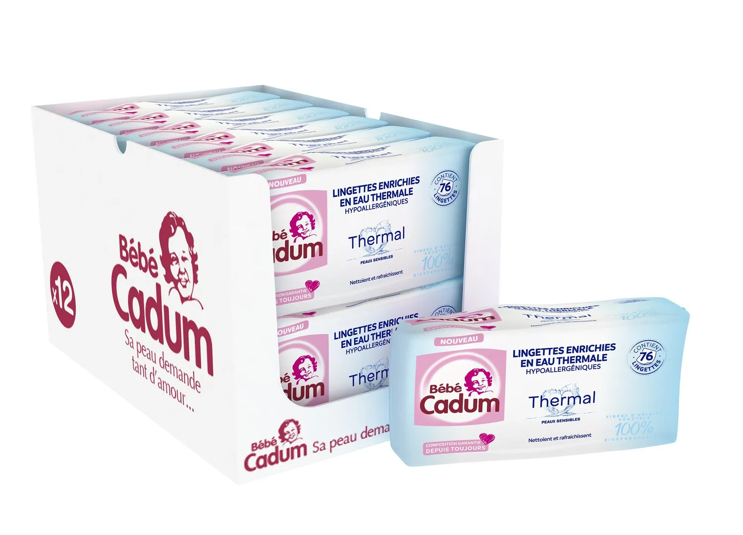 Bébé Cadum Natural Caresse lingettes bébé 8x120 amande douce