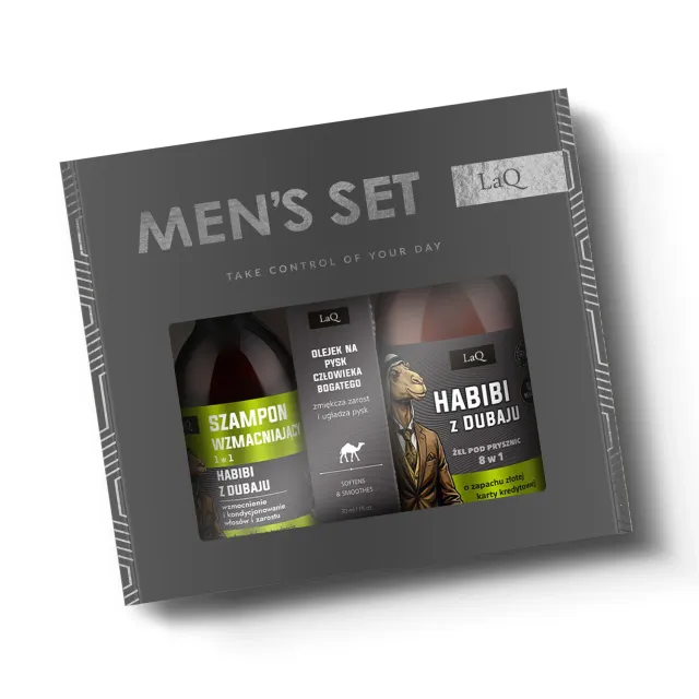 LaQ Habibi z Dubaju coffret homme 3 pcs gel barbe oriental
