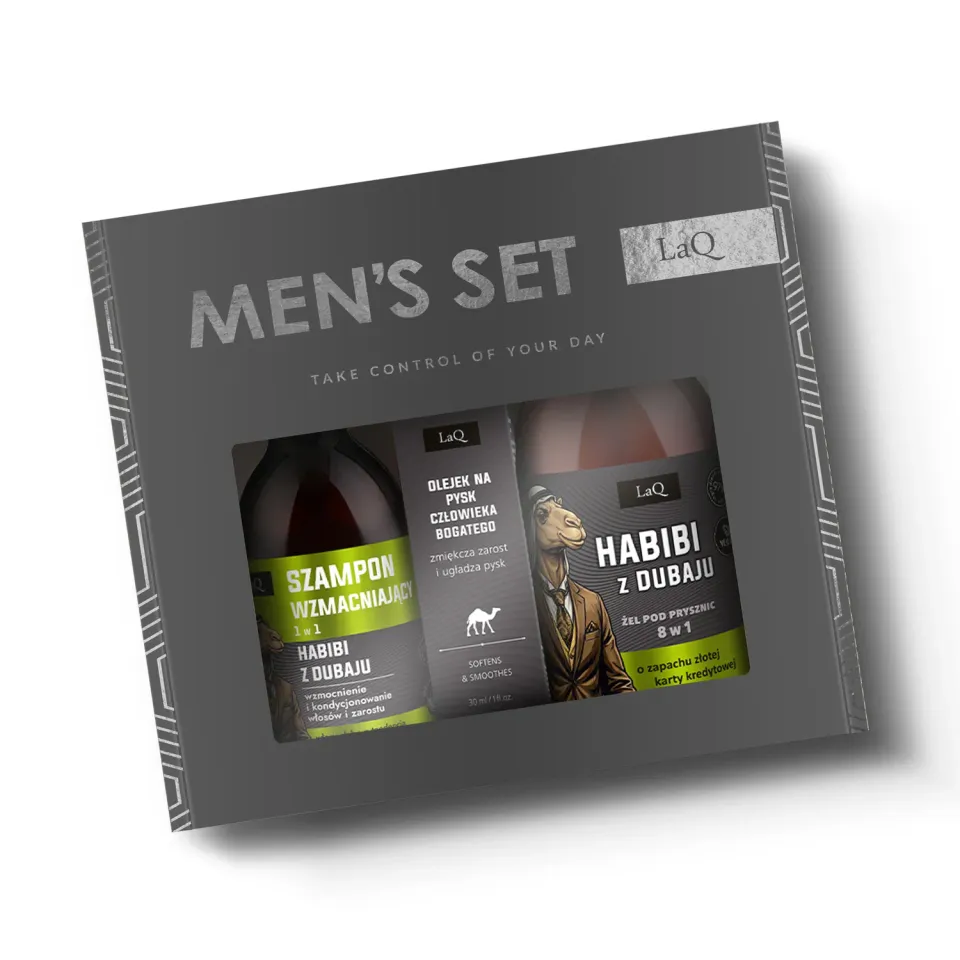 LaQ Habibi z Dubaju coffret homme 3 pcs gel barbe oriental