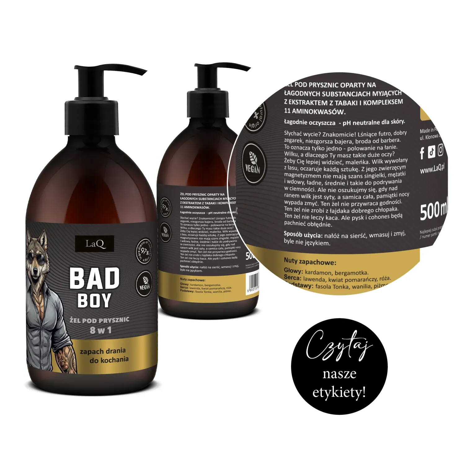 LaQ Bad Boy gel douche homme 8en1 500 ml boisé